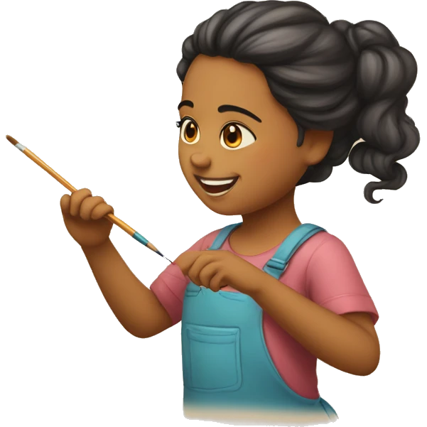 Menina loira pintando, artista, dançando e pintando, colorido emoji