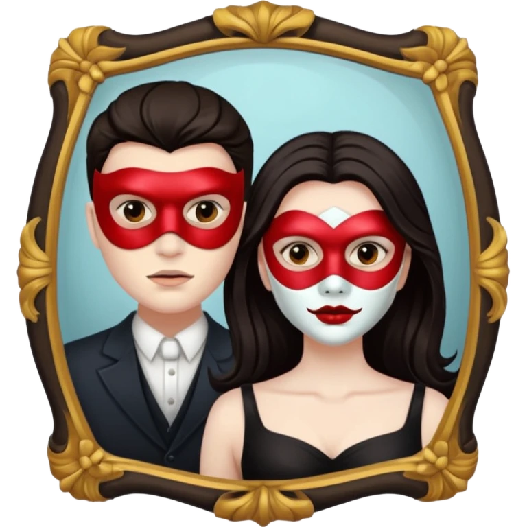 Man killer on mask in mirror behind woman emoji