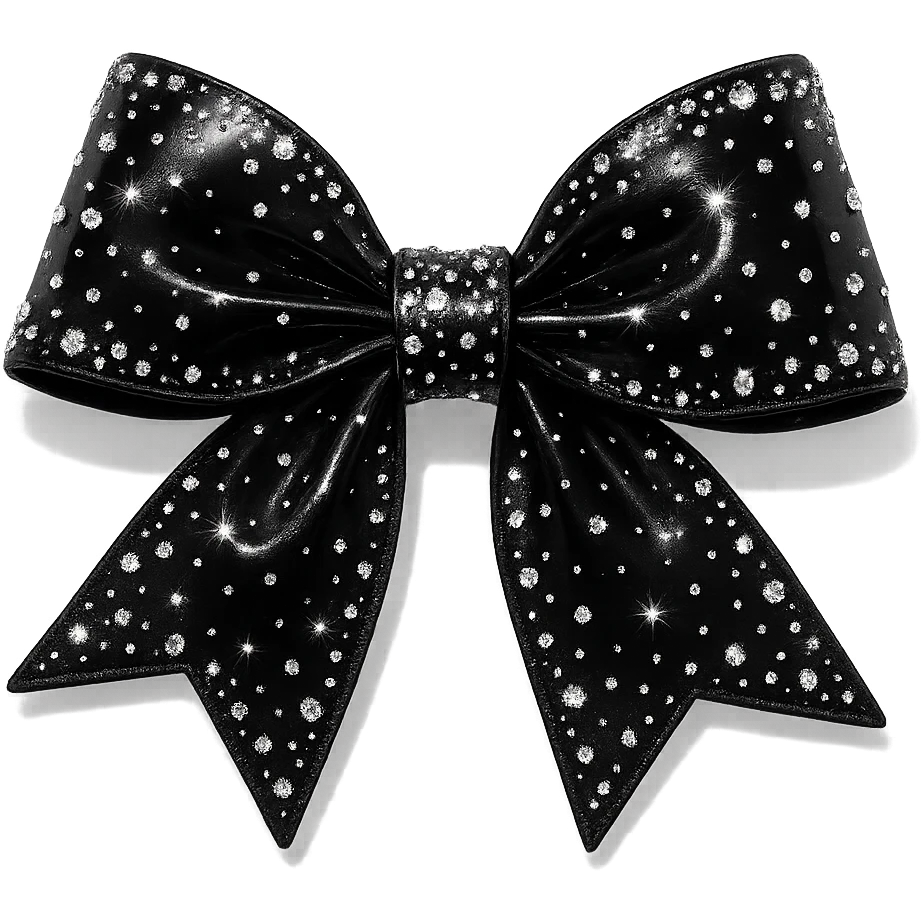 kpop stage bow with rhinestones, glossy and stylish emoji