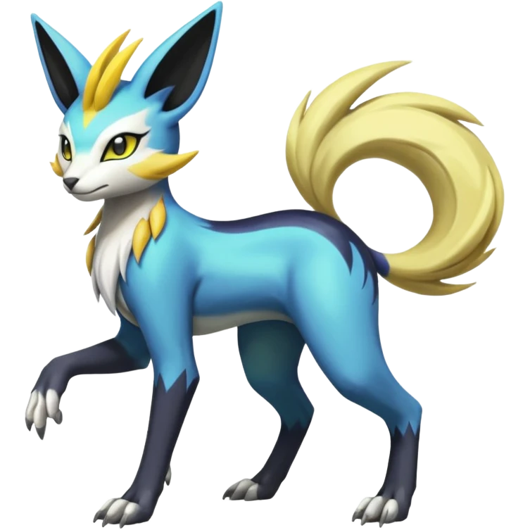 Feral Beautiful Pretty Badass Cool Colorful Painted Asian Graceful Majestic Cool Handsome Meloetta-Renamon-Luxray-Manectric-Cobalion-Vernid-fusion-hybrid-creature, full body  emoji