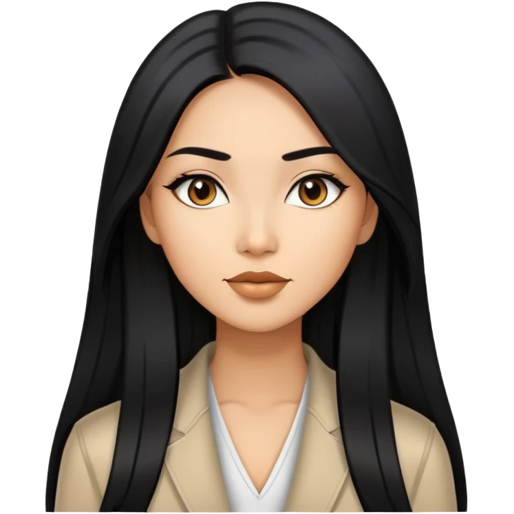 Stylish confident woman with Asian and Latina features, long straight black hair emoji