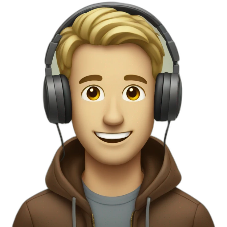 Man happy to listen to music emoji