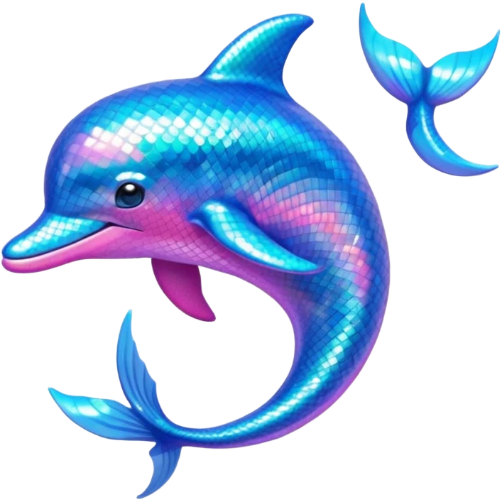 Emoji of a sparkly dolphin with blue and pink light aquamarine colours shells and mermaid vibes very 2000s mermaid aquatic aesthetic emoji