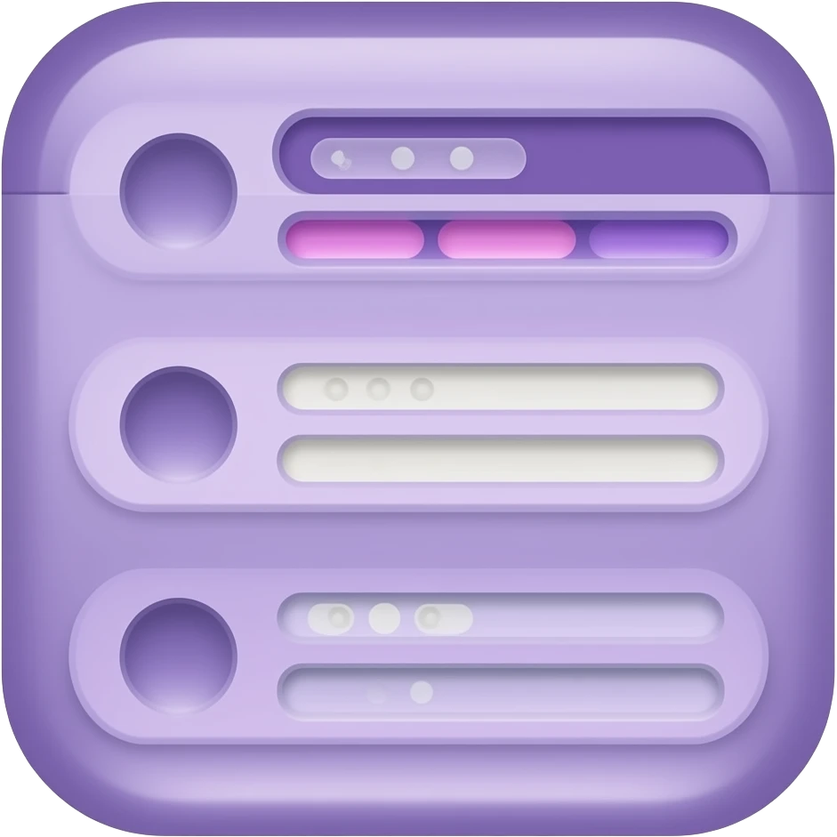 Purple color triple layer UI pop ups 2D render iPhone emoji png of a detailed Computer UI pop ups emoji