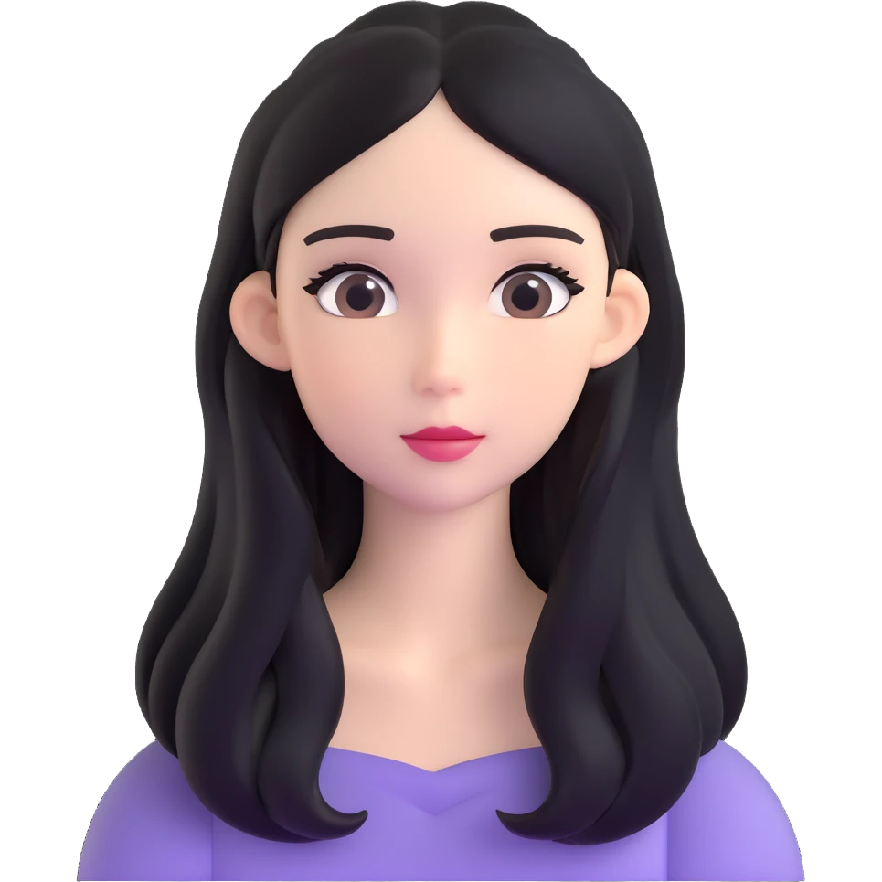 black long hair girl with soft makeup emoji