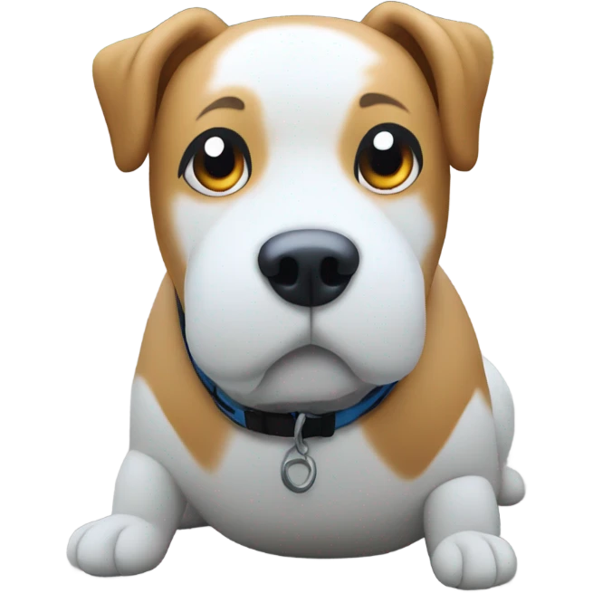 Dog wearing inflatable emoji