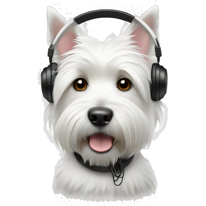west highland white terrier with black headphone emoji