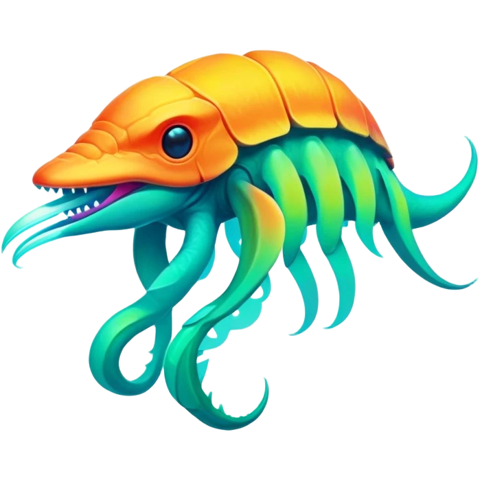 Tropical lush warm-colored neon Fakémon-Fionbri-creature emoji
