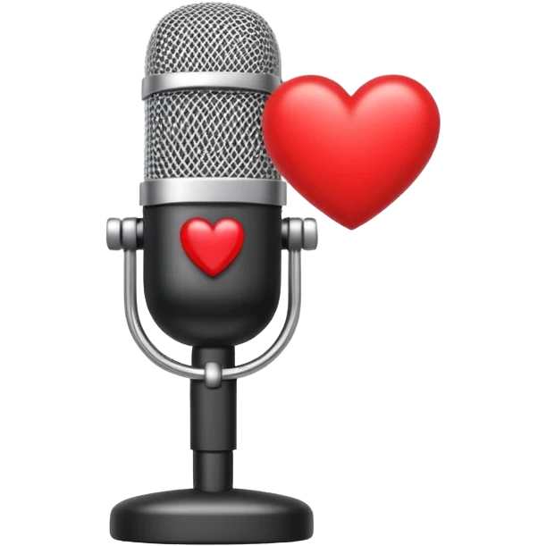 microphone with white jewerly and red heart emoji