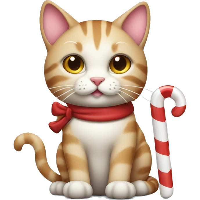 Cat with a candy cane emoji