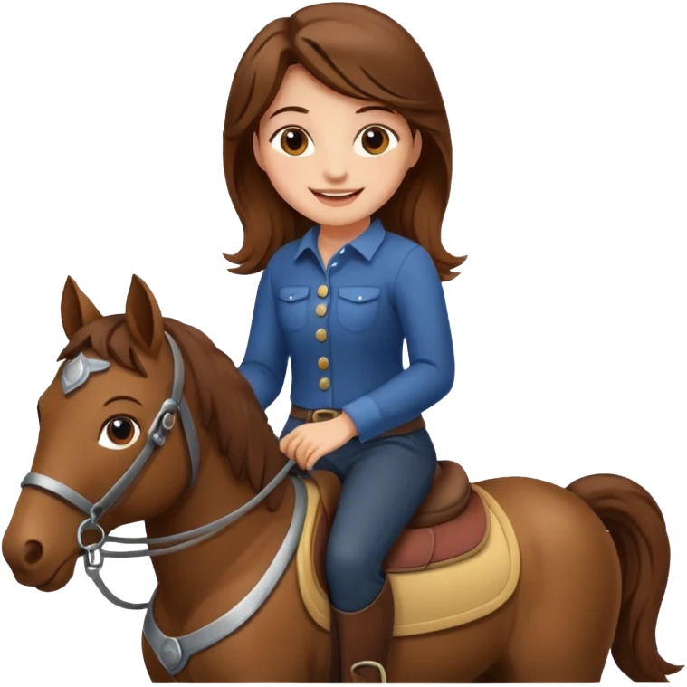 brown haired girl on a horse smiling' emoji