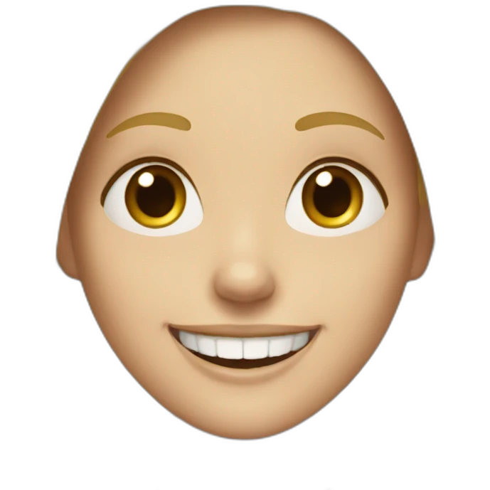 blonde girl with very big smile emoji