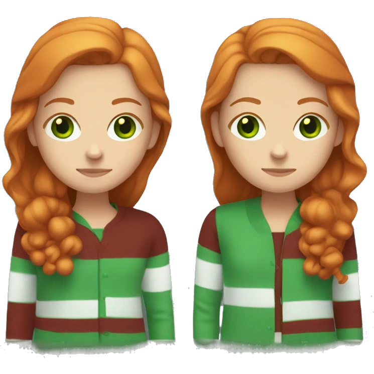 Ginger white girl with green eyes and a burnt red cardigan  emoji