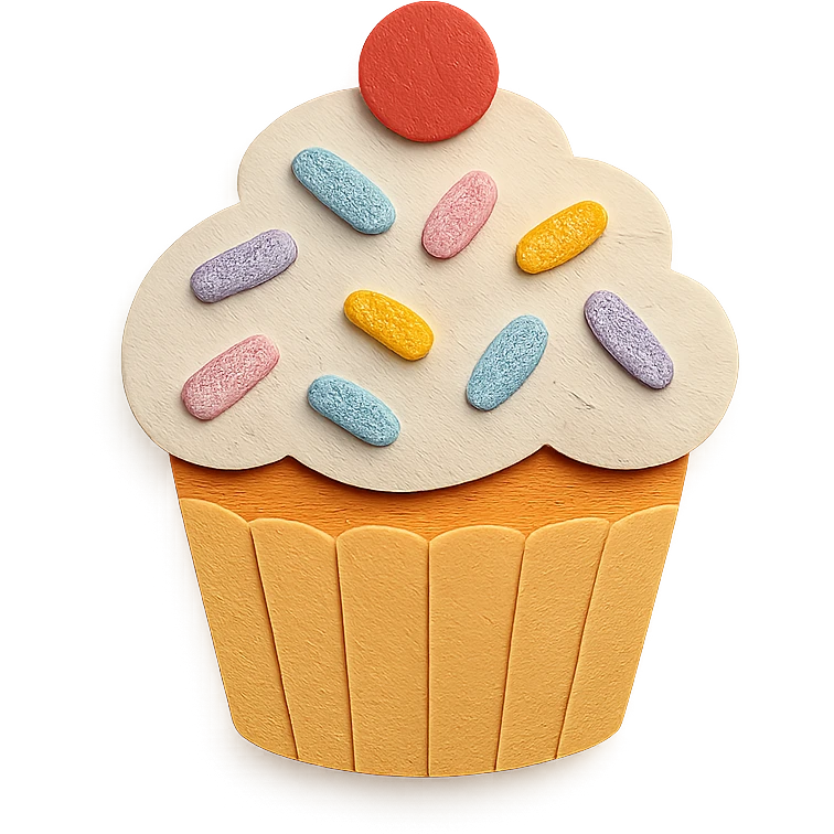funfetti cupcake with pastel sprinkles emoji