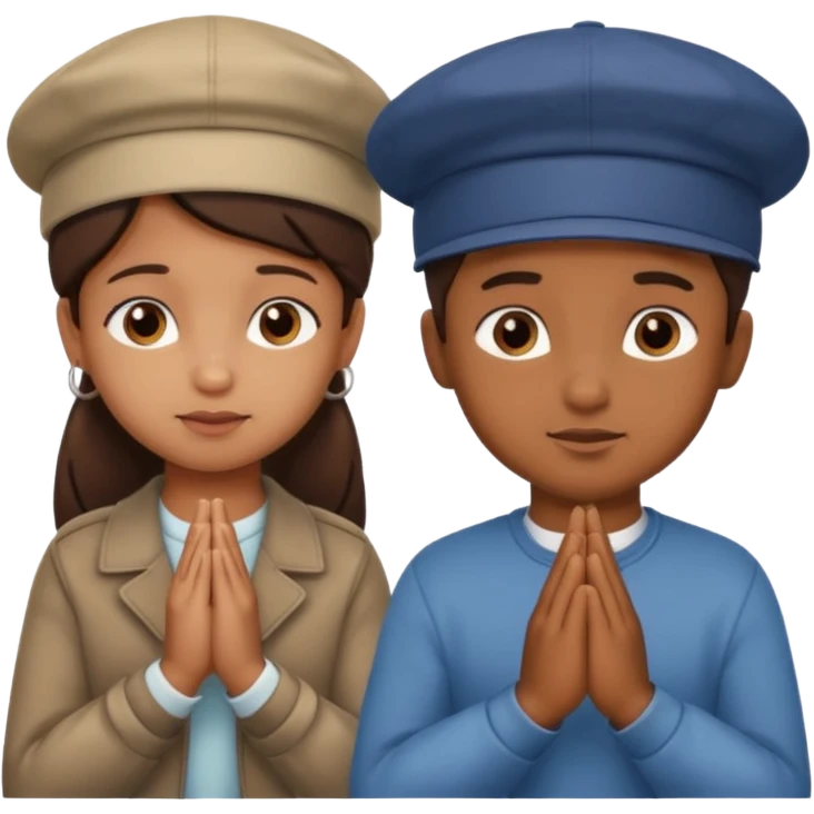 A BROWN MOTIVATIONAL girl and boy WITH A CAP ON WITH PRAYING HANDS emoji