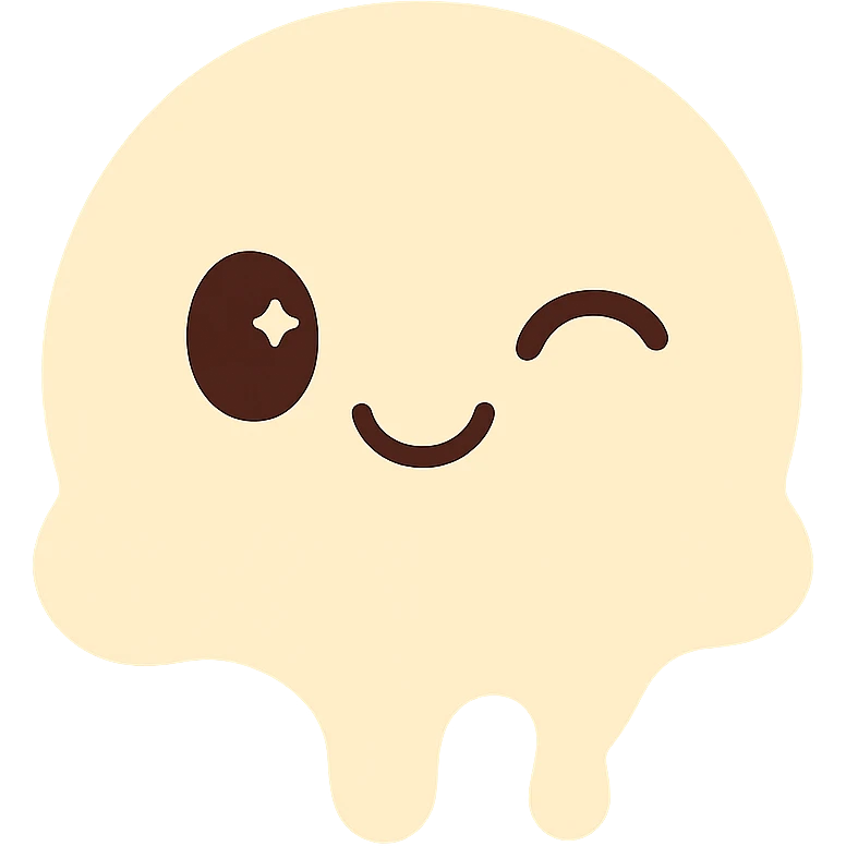 Create an animated version of the kawaii style emoji in vanilla color with a wink or a small joyful movement, on a transparent background. emoji