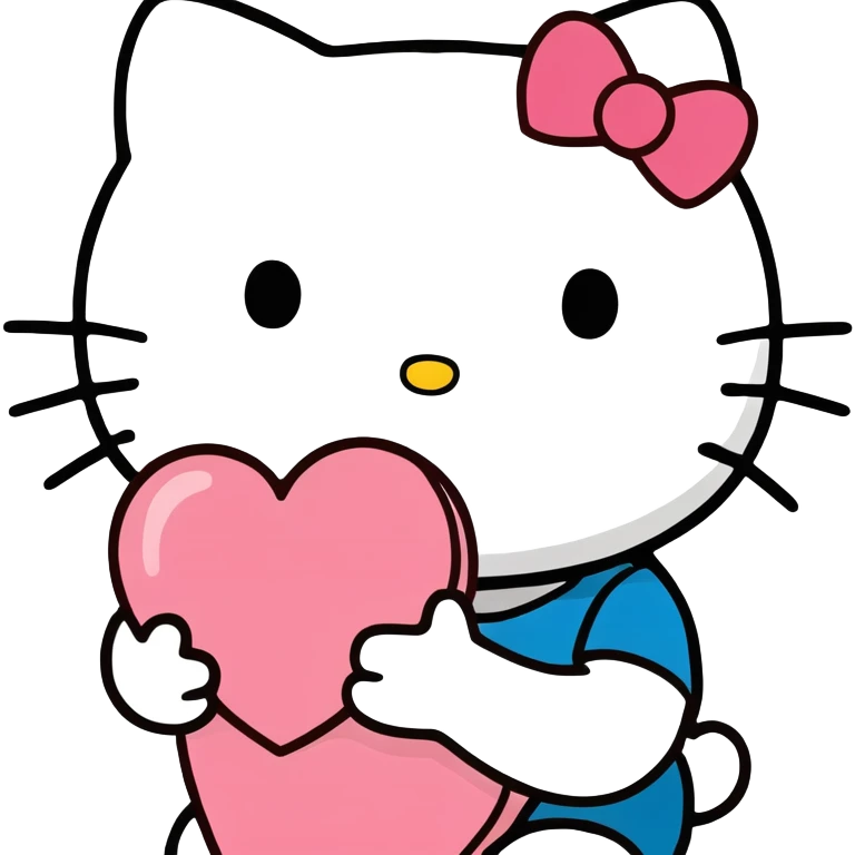 Hello Kitty holding a heart emoji