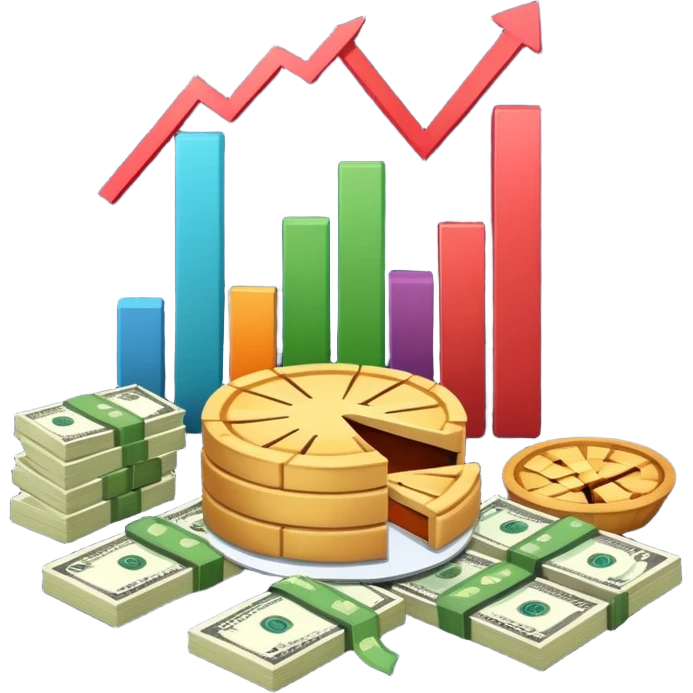 financial scenario with money and charts emoji
