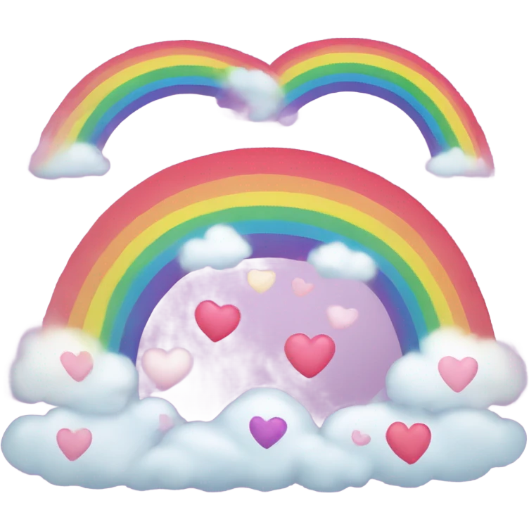 Rainbow with pink hearts at the base of the rainbow emoji