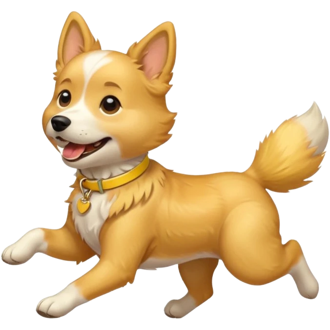 dog running wearing yellow collar emoji
