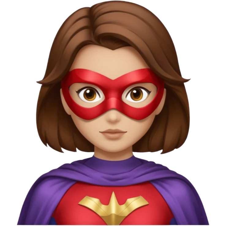 fille superheros cheveux bruns long et lisse emoji
