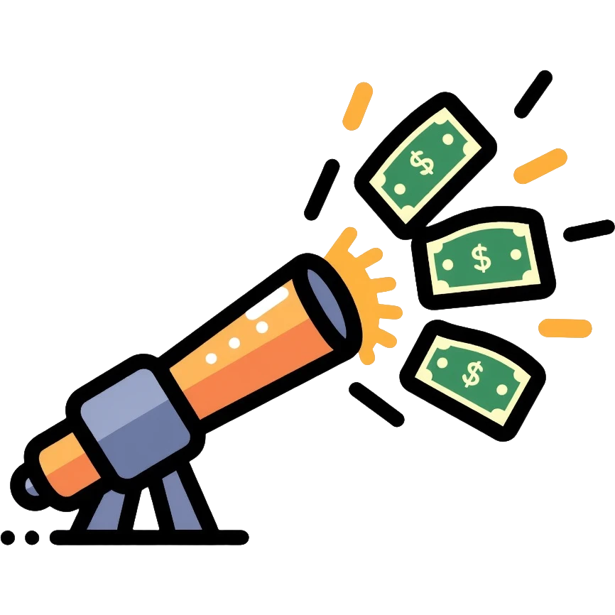 cash cannon shooting dollar bills emoji