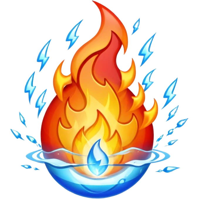 Fire water, and lightning in the middle emoji