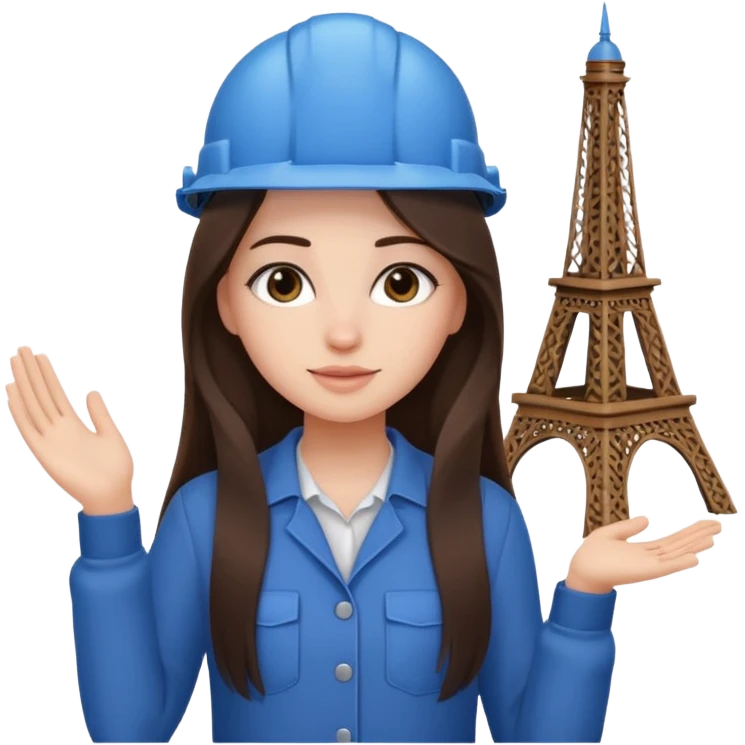 girl architect - brunette - 20 years old cute pose - long hair girl without eye glasses. pretty girl emoji