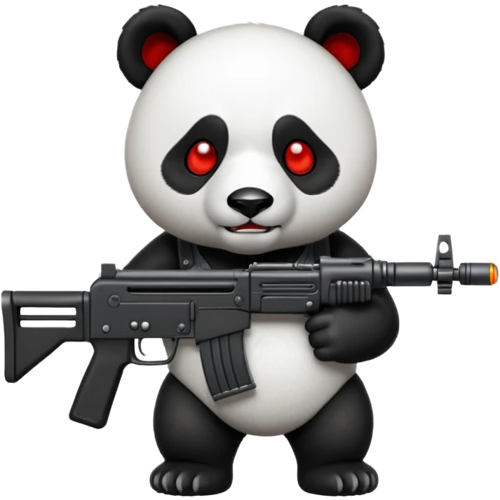 Angry panda with machine gun emoji