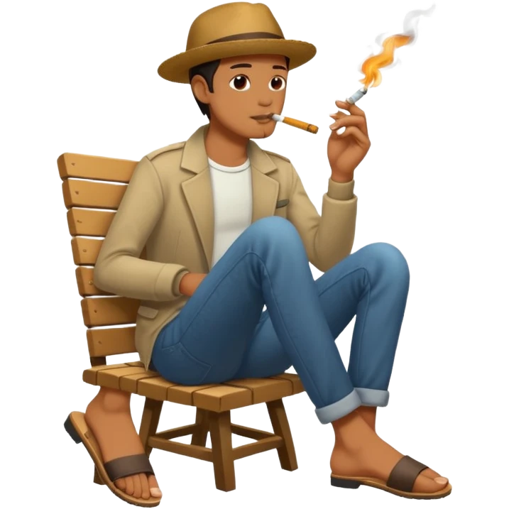 Smoking with feet emoji