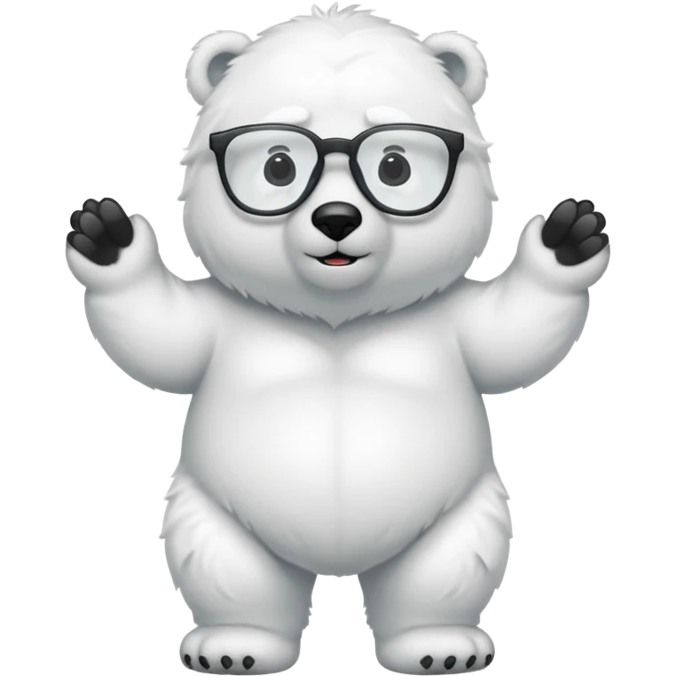 full body of polar bear wear glasses emoji