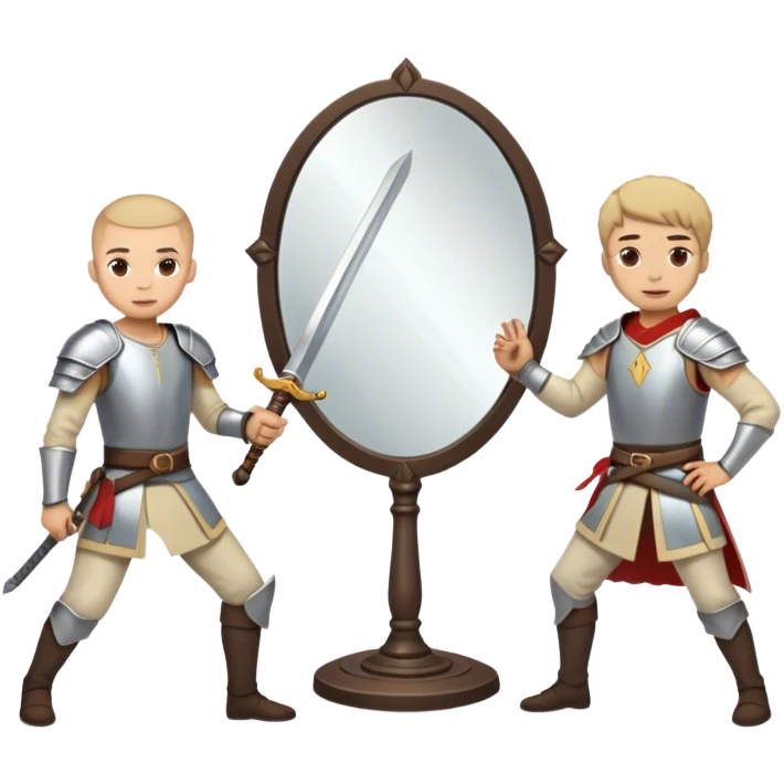 the sword on the floor and a mirror person emoji