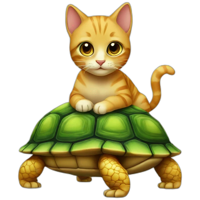 Cat on a turtle emoji
