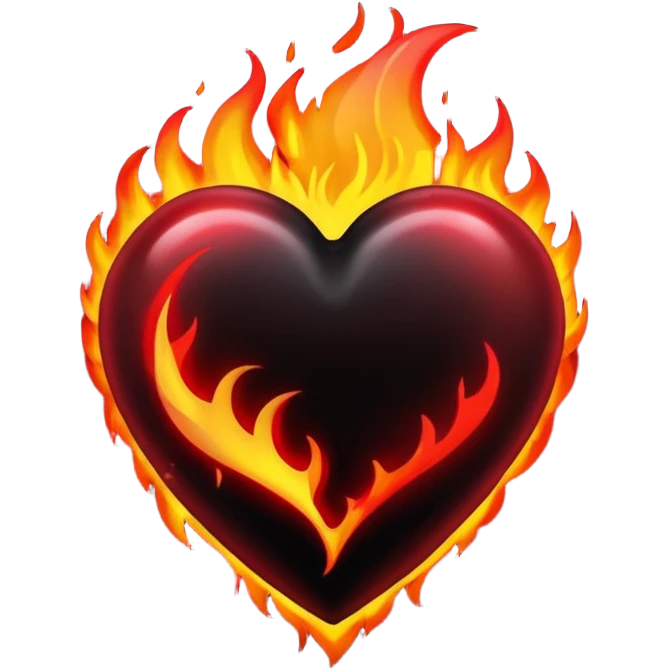 Corazón negro con fuego emoji