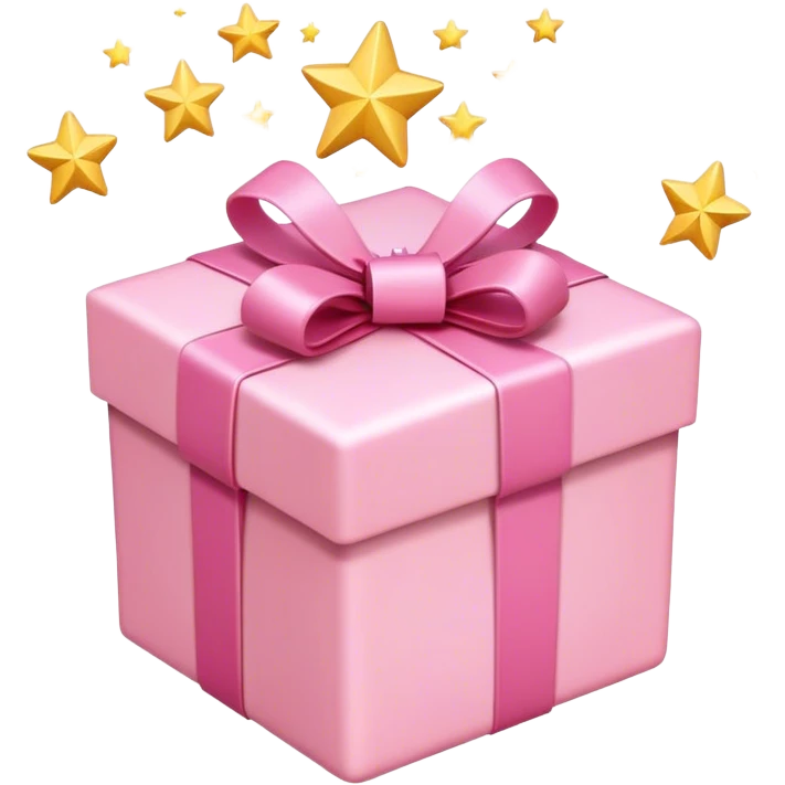 Cadeau de couleur rose clair avec des étoiles qui en sortent  emoji
