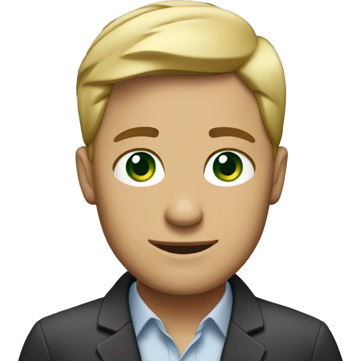 Slack, man,  blond entrepreneur,  short hair,  green eyes look sharp, ready to work emoji