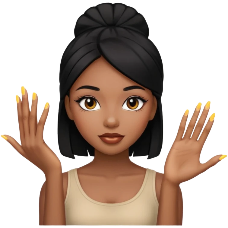 face girl with nails and cute make up black girl strait hair emoji