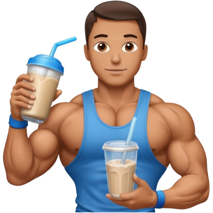 bodybuilder holding protein shake emoji
