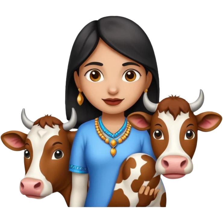 Indian girl with cow emoji