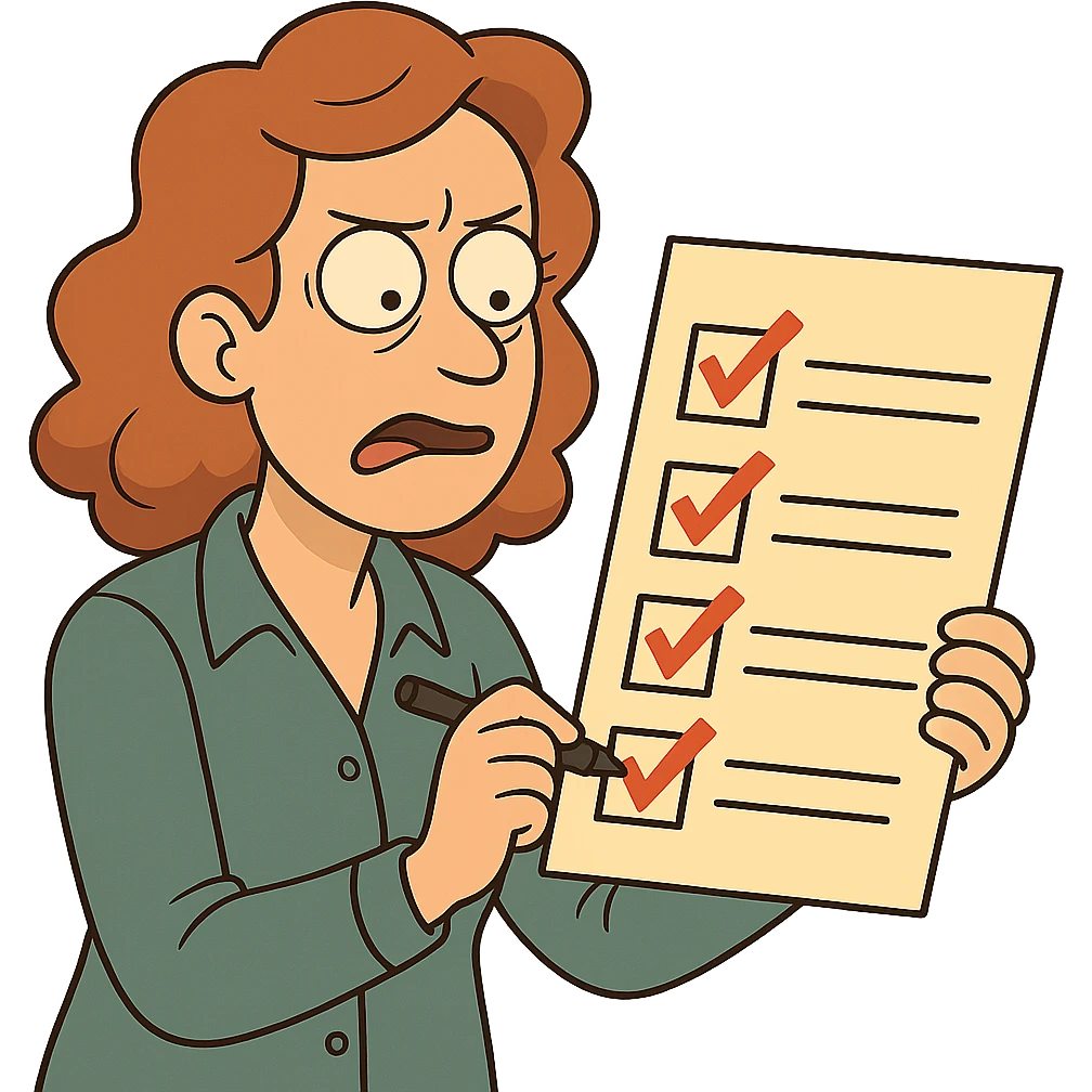 flat toon style checklist with bold checkmarks emoji