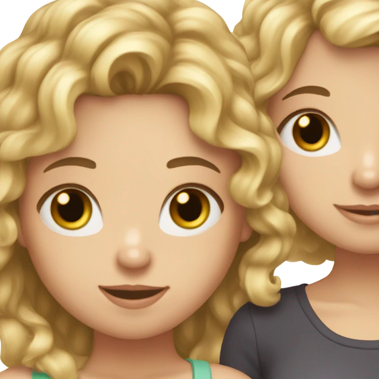 Three girl best friends. one blonde with curly hair, one brunette with long hair, one brunette with short hair emoji