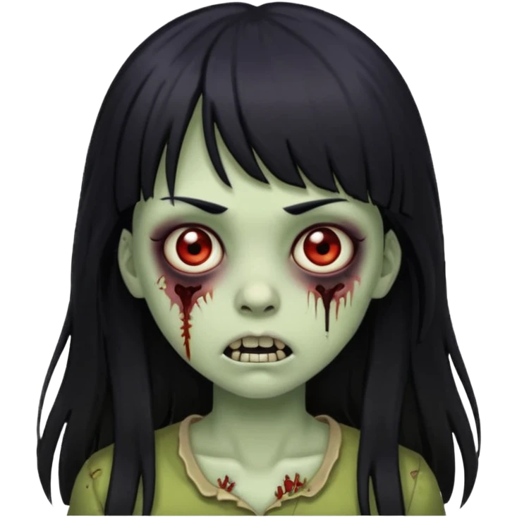 Girl zombie with long black hair And bangs emoji