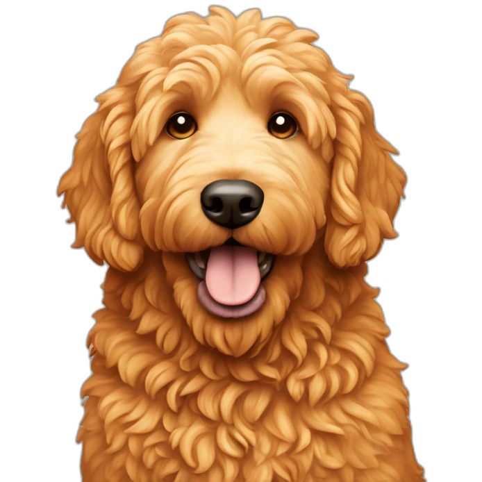 Orange golden doodle Dog eating pizza emoji
