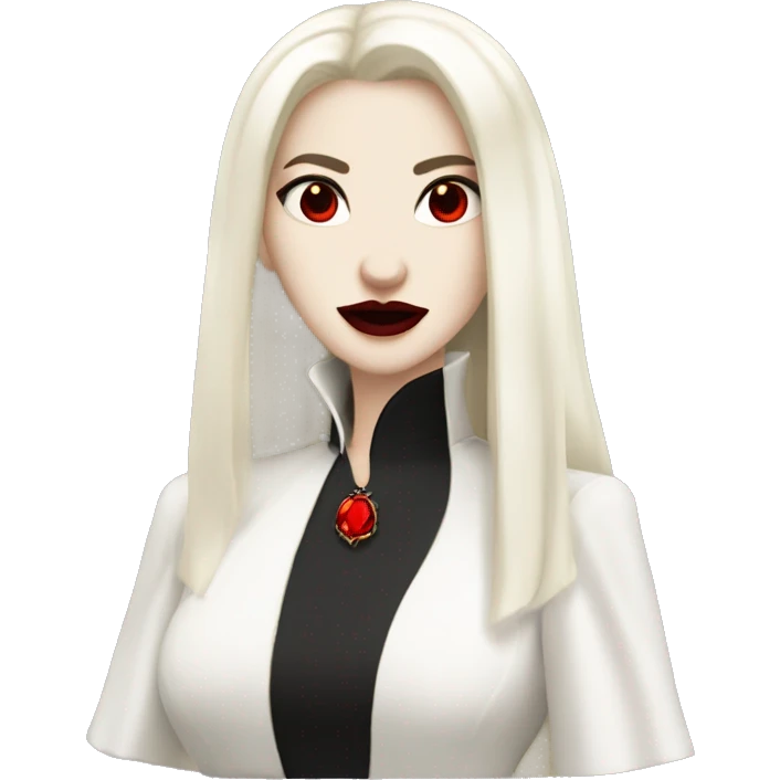 Serena Volkihar Royal Vampire Clothes white and pale skinned with black hair red eyes fangs red lipstick emoji