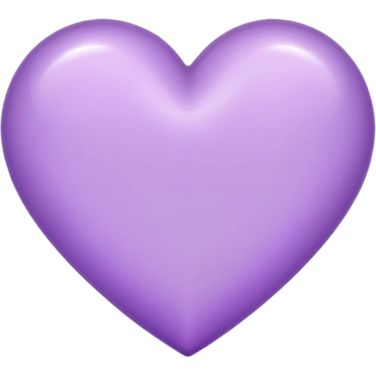 A light purple heart emoji that has the same shape as a normal heart emoji and light reflecting is from the tip of the heart and in straight shape emoji