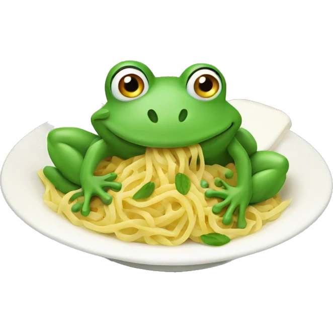 Frog eating pasta emoji