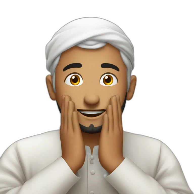 A muslim man praying with excitement emoji