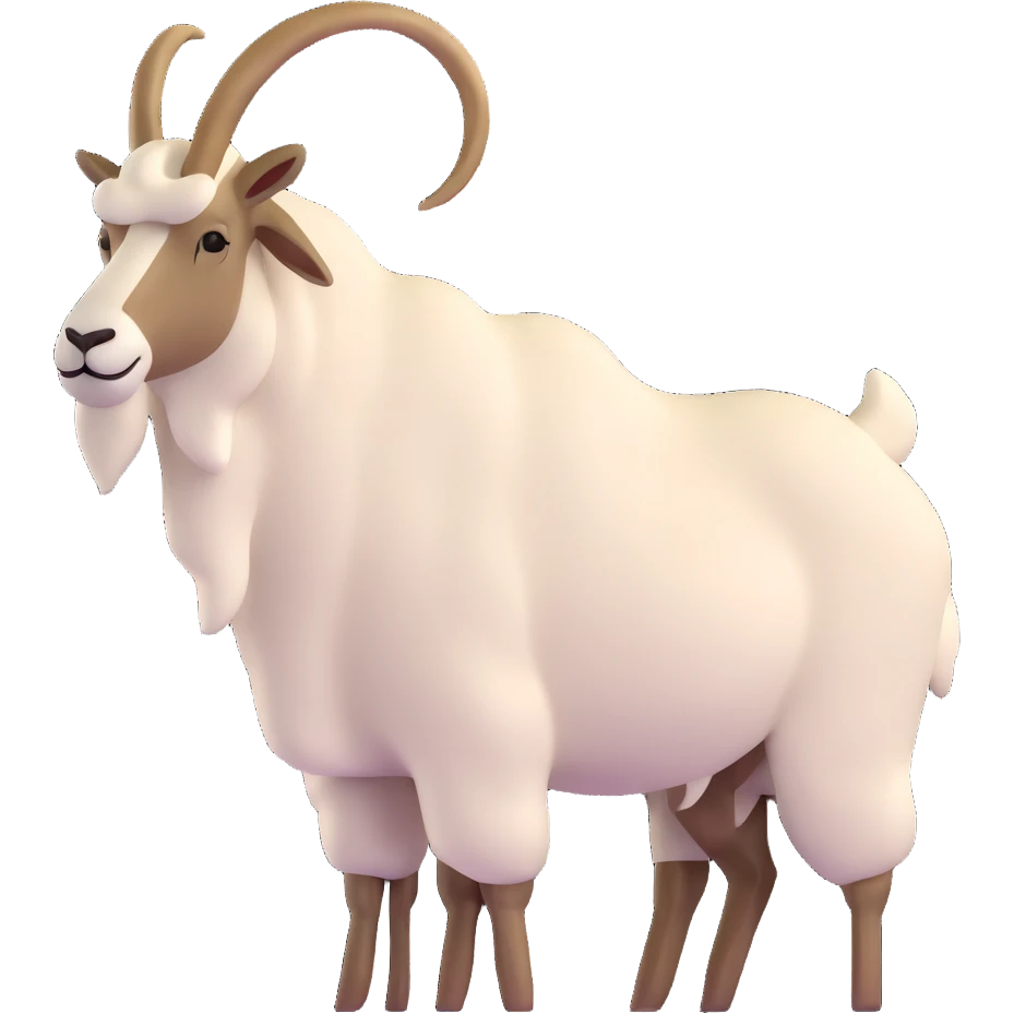realistic 3D mountain goat with textured fur emoji