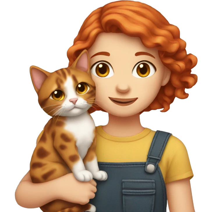 Red haired girl holding 1 torti cat emoji