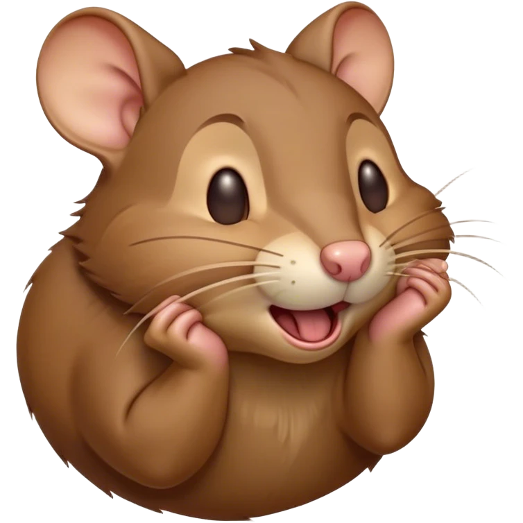 Cinematic Cute Yawning Brown Rat Portrait Emoji, Head tilted slightly with a dramatic, wide-open yawn, showcasing a soft, sleek brown coat with tiny drooping ears and half-closed eyes in drowsy contentment, Simplified yet irresistibly adorable features, highly detailed, glowing with a soft, cozy glow, high shine, relaxed yet expressive, stylized with a dash of urban charm, soft glowing outline, capturing the essence of a sleepy yet affectionate rat that seems ready to stretch out for a nap! emoji